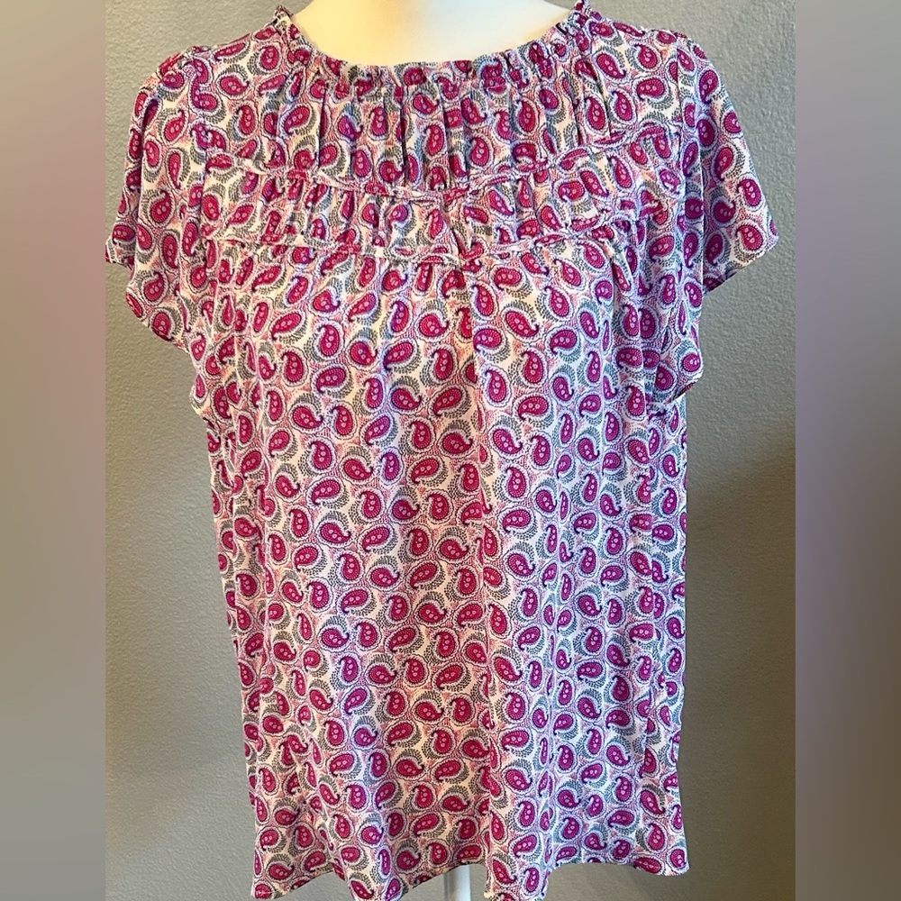 Loft Flutter Sleeve Smocked Blouse NWT Size Large
